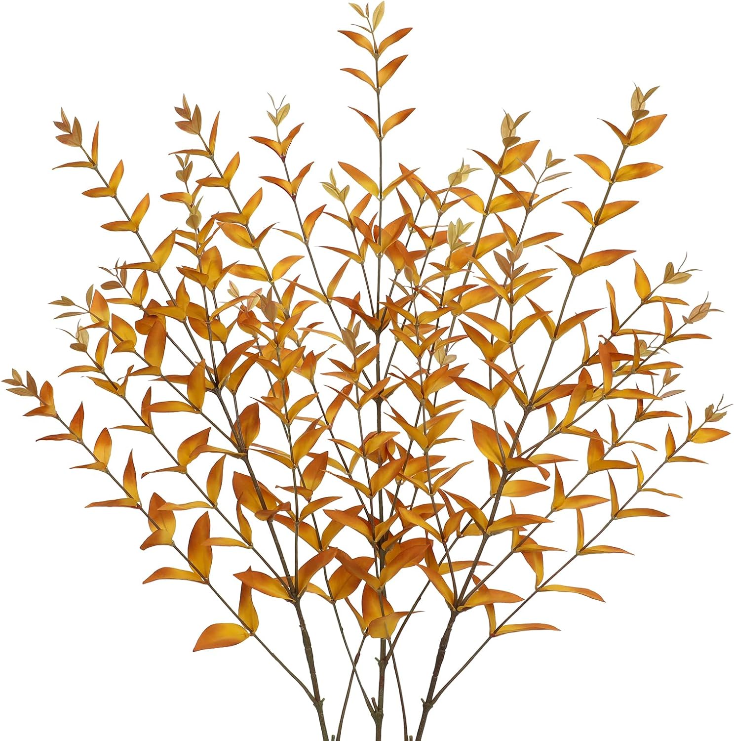 Briful 3PCS Artificial Fall Stems – 36.2" Long Stem Golden Leaf Branches, Autumn Foliage Branch for Fall Vase Filler, Thanksgiving Centerpiece, Harvest & Farmhouse, Christmas Decoration