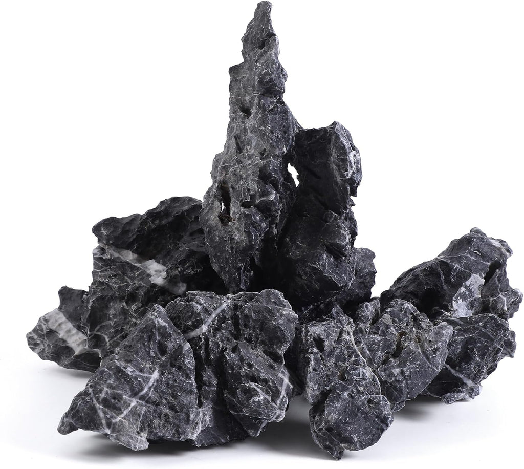 2-8 Inches Natural Seiryu Stone 5 PCS Aquarium Rocks for Aquascaping, Aquarium Landscaping, Terrariums, Fish Tank Decoration, Vivariums, Paludarium, Reptile and Amphibian Enclosures