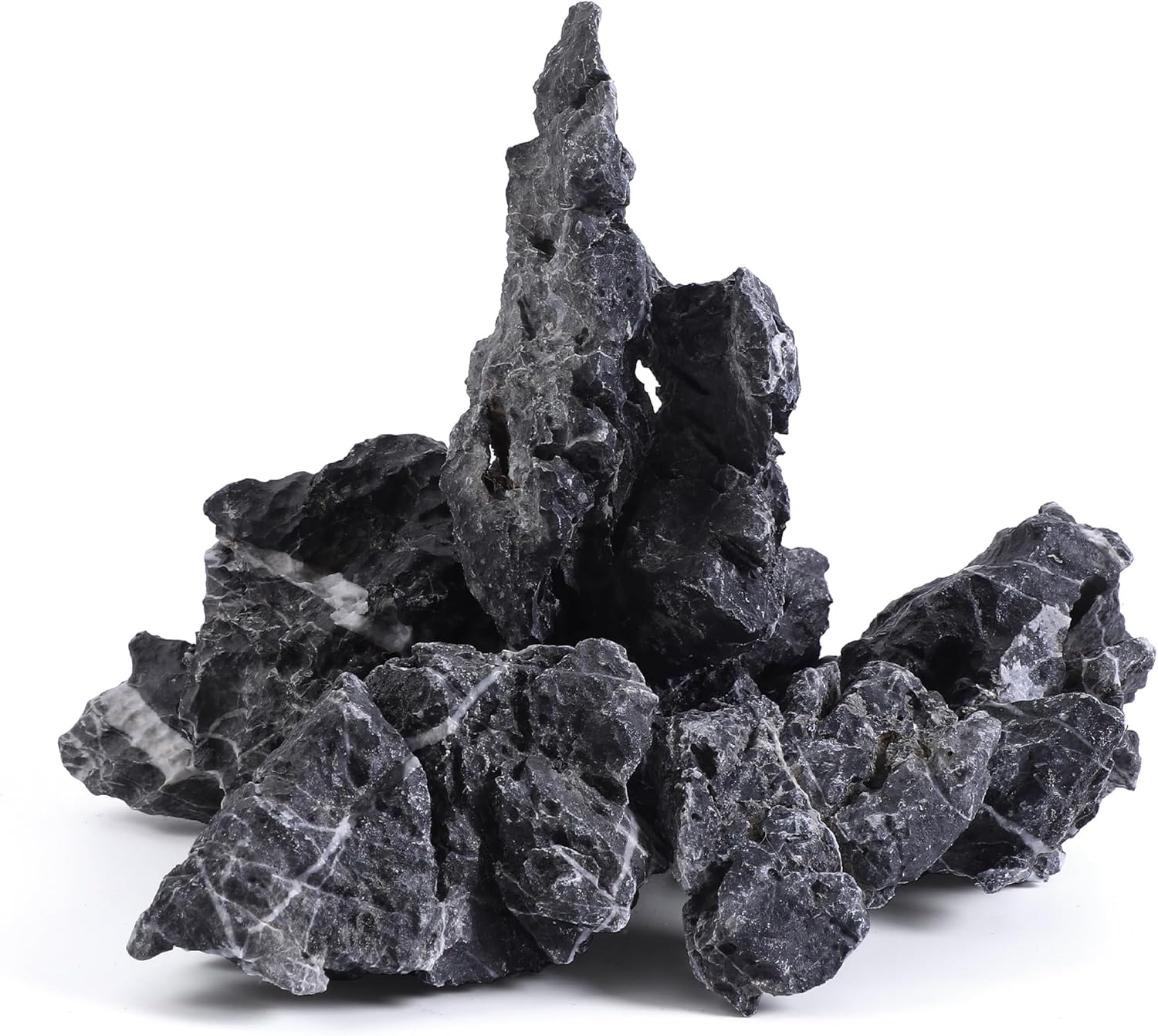 2-8 Inches Natural Seiryu Stone 5 PCS Aquarium Rocks for Aquascaping, Aquarium Landscaping, Terrariums, Fish Tank Decoration, Vivariums, Paludarium, Reptile and Amphibian Enclosures