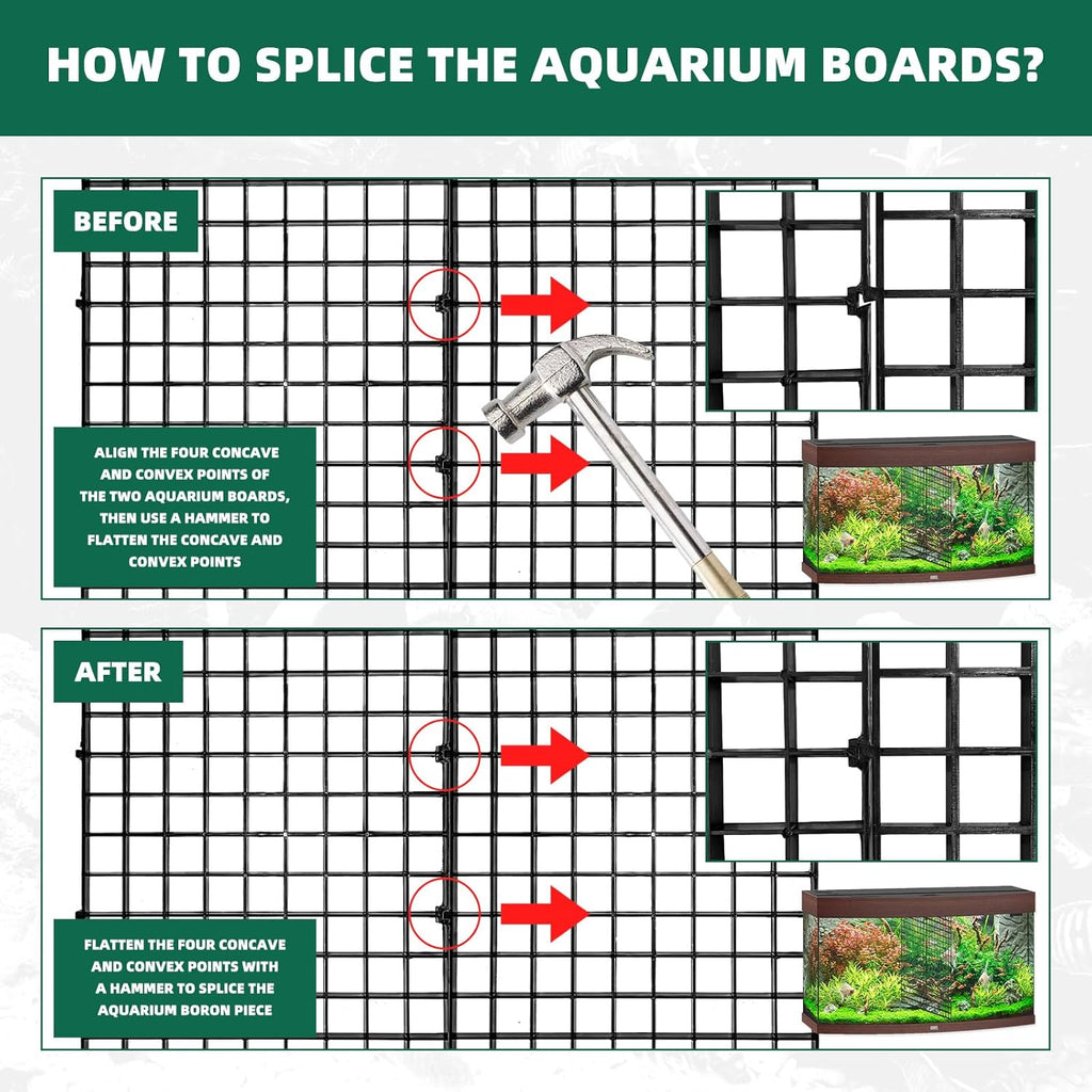 soujkooy 8Pcs Fish Tank Divider, 5.9x11.8in/15X30cm Aquarium Filter Bottom Divider Plastic Grid Tray Egg Crate, Fish Tank Bottom Isolation with 10 Sucker Clips and Bracket Ties
