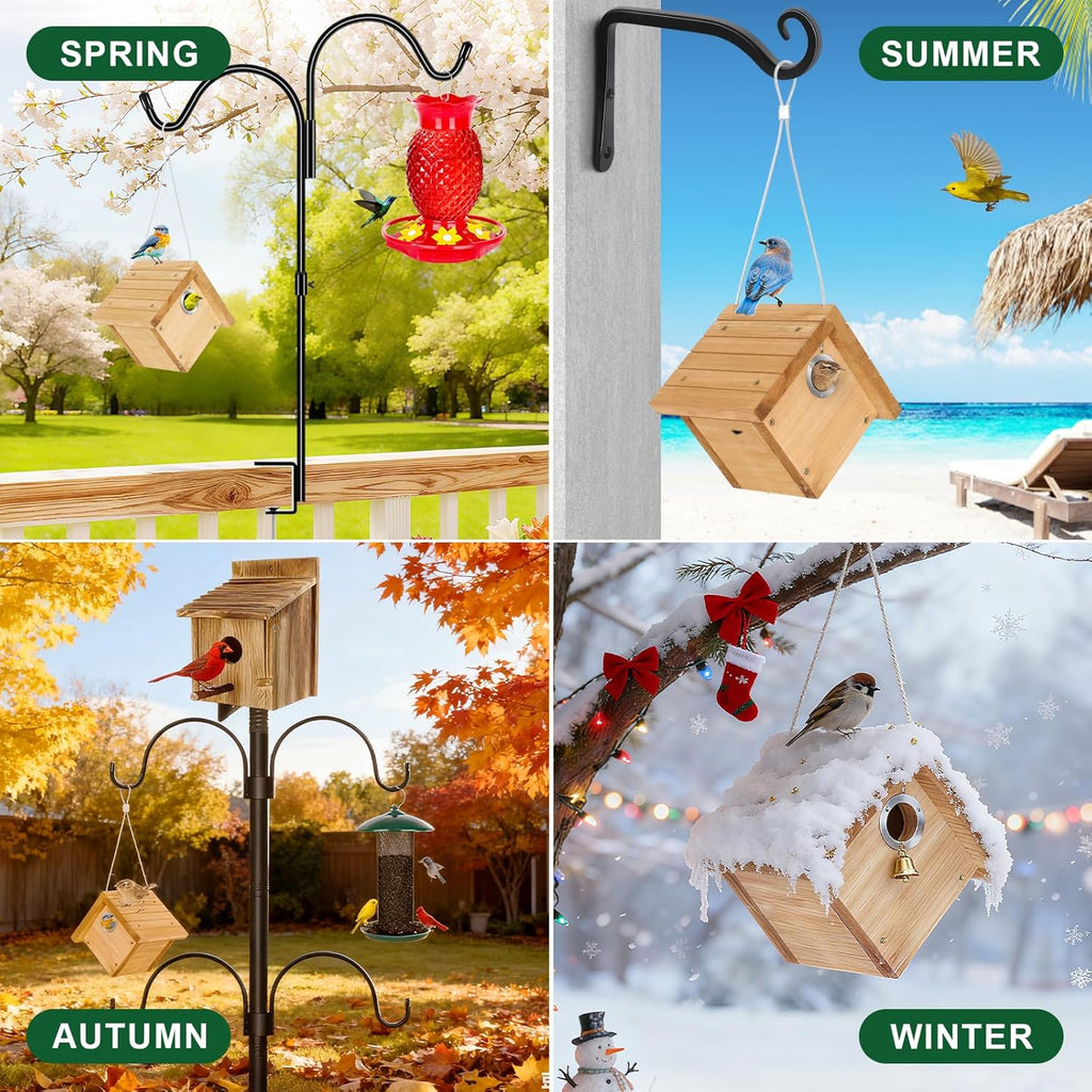 Gtongoko 1-1/8" Entrance Hole Wren House, Hanging Wren Bird Houses for Outside for Nesting with Metal Guar Bird Nest with Air Vents, Clean Door for Wildbird Watching 1 Pack