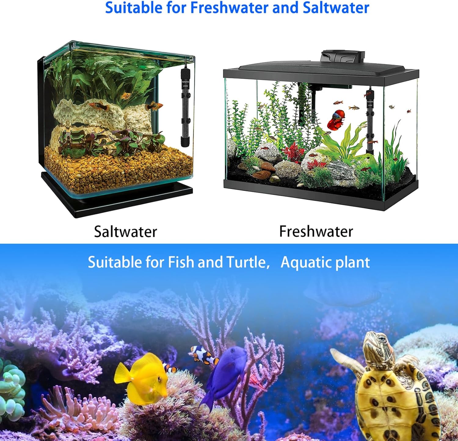 Aquarium Heater, 300W Fish Tank Heater with Digital Display Thermostat External Temperature Controller, for Tanks 40-60 Gallons (300W)