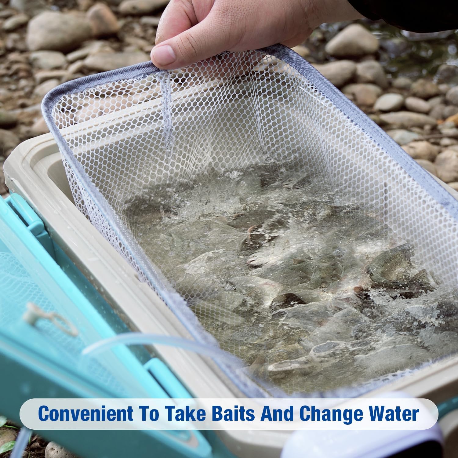 Ghosthorn Fishing Cooler 11QT/15QT Live Bait Cooler with 4000mAh Rechargeable Aerator for Fishing,Bait Bucket for Live Fish Shrimp,Portable Minnow Bucket for Boat Outdoors
