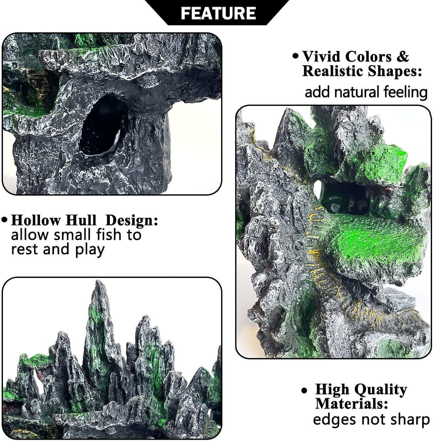 Aquarium Decor Large N Tall Fish Tank Rock Decor with Mountain View Ornaments,Tree House,Cave,Extra Large Fish Tank Decorations