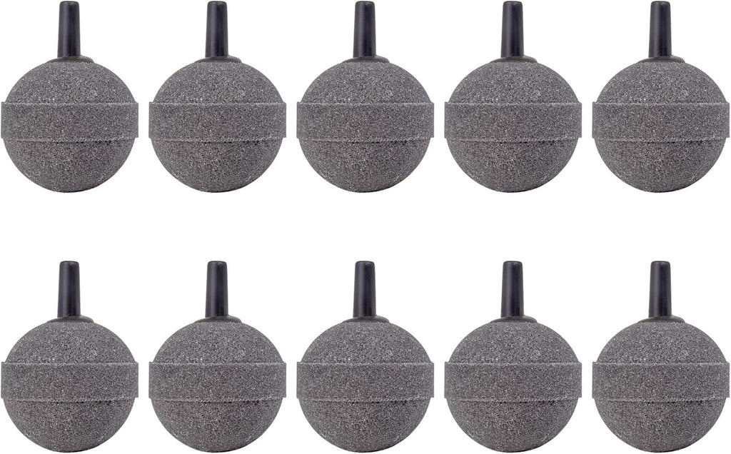 Air Stone Bubble Diffuser Ball - for Aquarium Air Pump and Fish Tanks, Gray, Pack of 10pcs