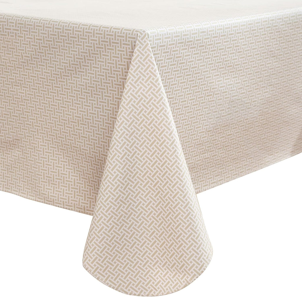 Heavy Duty Vinyl Tablecloth with Flannel Backing Waterproof Oil-Proof Plastic Table Cloth Stain-Resistant Wipeable Rectangle or Square Table Cover for Indoor and Outdoor (Weaving, 60X102 Inch)