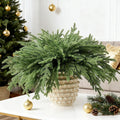 DN DECONATION Artificial Christmas Norfolk Pine Stems, Faux Pine Branches 22.4" 12PCS - Real Touch PE Greenery Fake Pine Needles for Vase Arrangements, Winter, Holiday Indoor Outdoor Home Decor