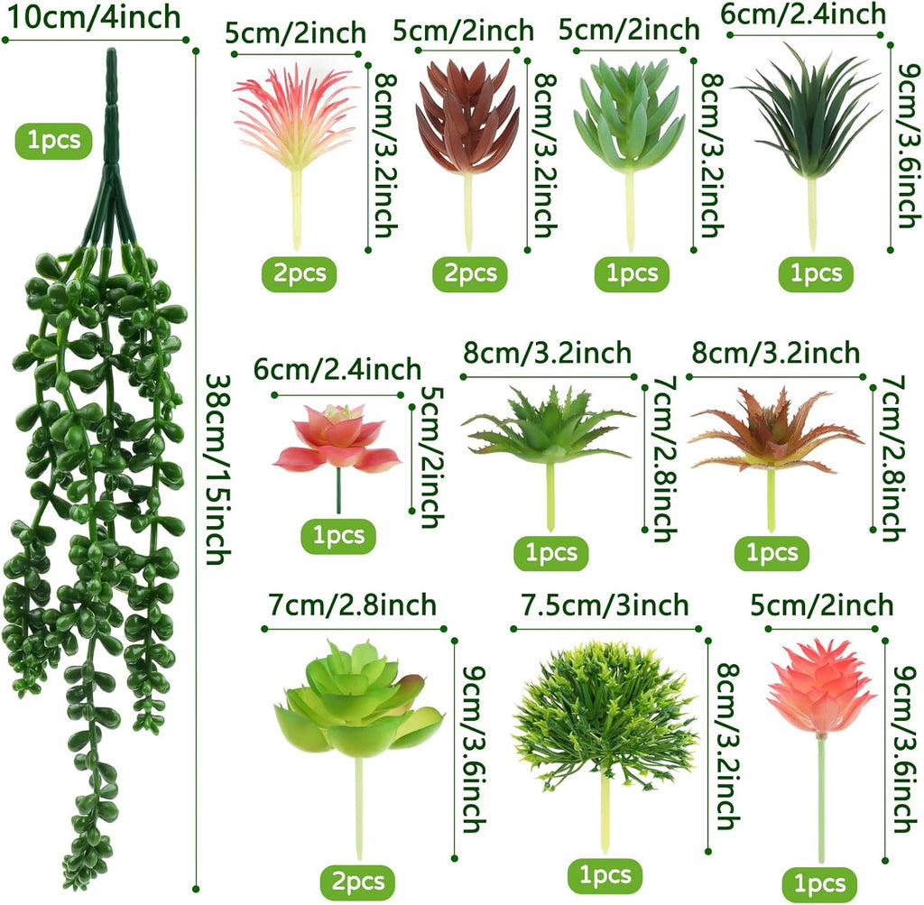 Succulents Plants Artificial, 14pcs Colorful Succulents Plant, Mini Fake Succulents for DIY Crafting Home Garden Office Party