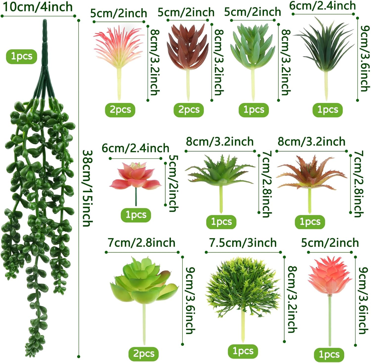 Succulents Plants Artificial, 14pcs Colorful Succulents Plant, Mini Fake Succulents for DIY Crafting Home Garden Office Party