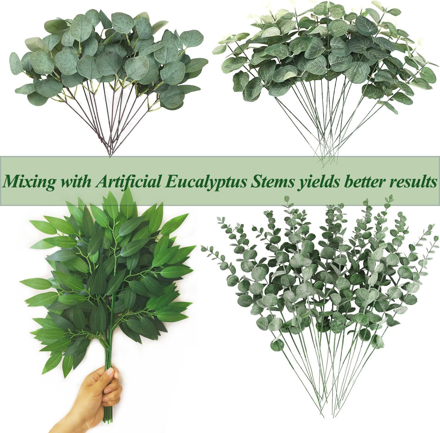 40Pcs Italian Ruscus Greenery Stems 18" Artificial Silk Greenery Leaves for DIY Bouquet Filler Table Centerpieces Home Indoor Decor