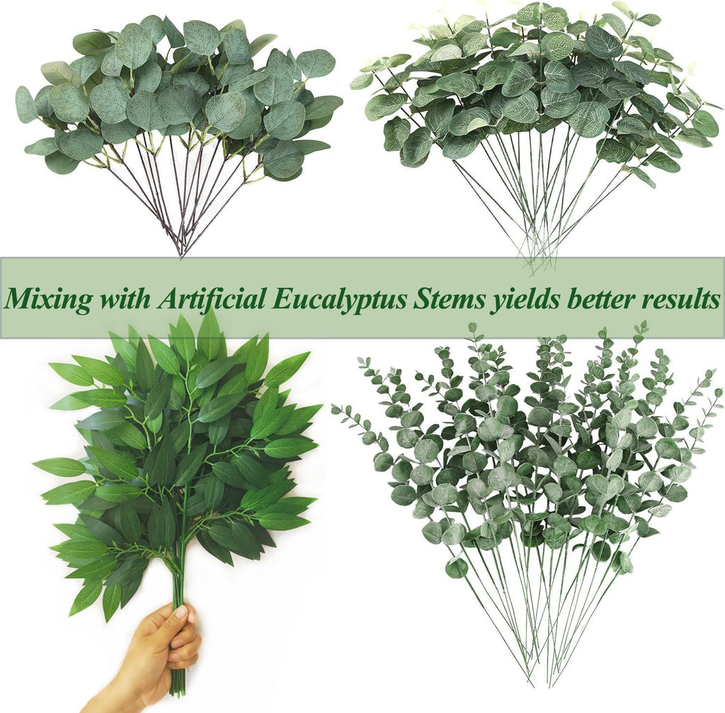 20Pcs Italian Ruscus Greenery Stems 18" Artificial Silk Greenery Leaves for DIY Bouquet Filler Table Centerpieces Home Indoor Decor