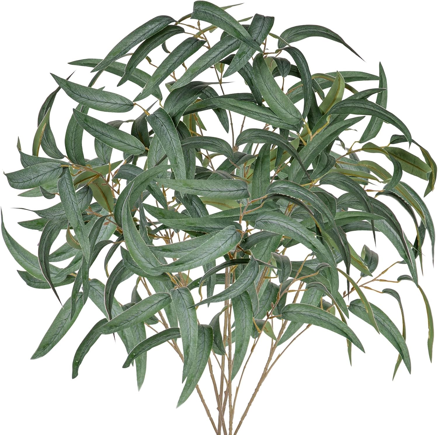 Briful Artificial Eucalyptus Willow Branches 33'' Tall Fake Eucalyptus Stems Arrangement, Realistic Faux Greenery Stems, Indoor Plant, Home Housewarming Farmhouse Porch Vase Decor, Set of 6