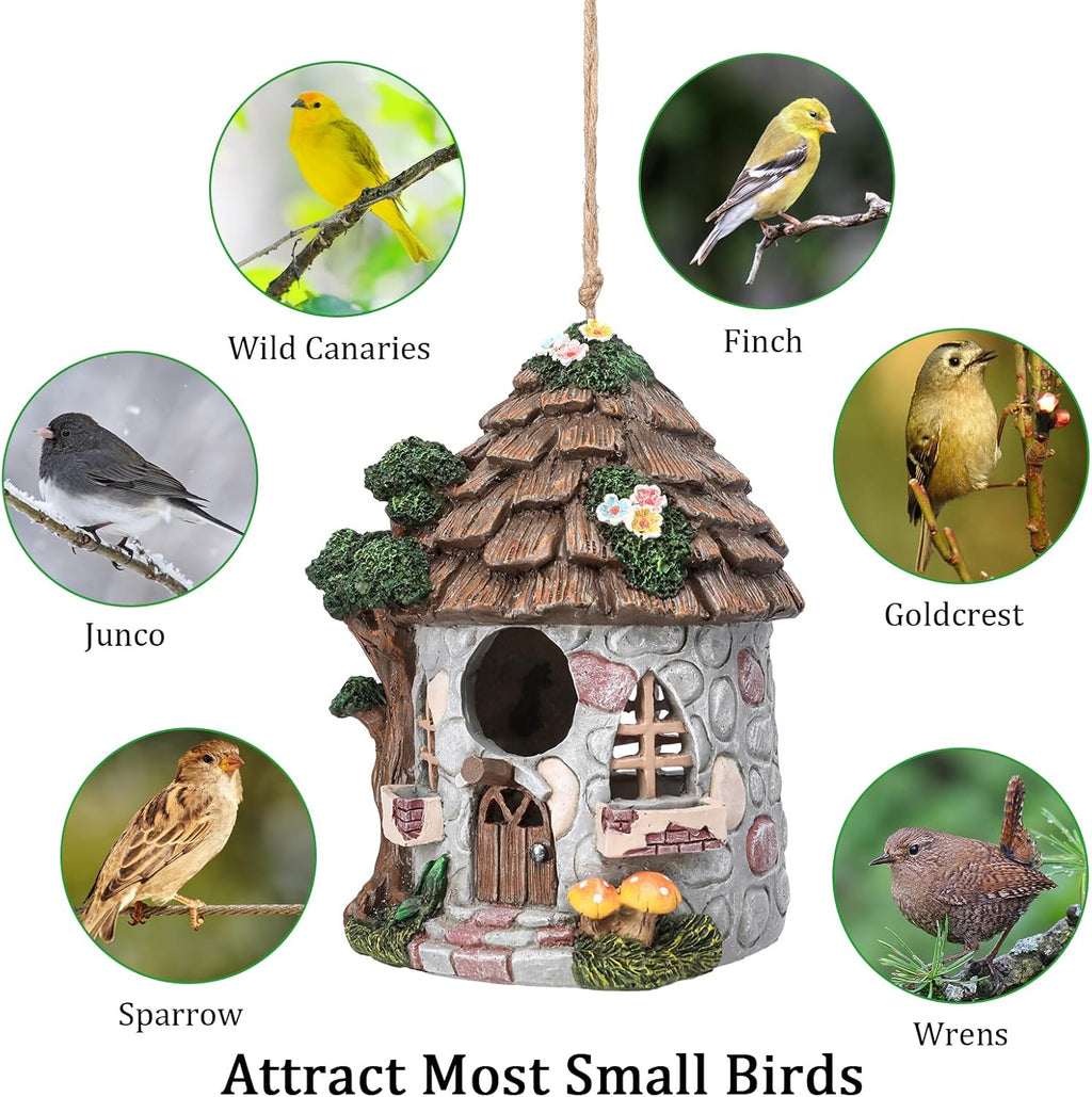 Yinns Resin Bird House for Outside, Birdhouses for Outdoors Wild Bird Nesting, Decorative Stone Bird Houses for Yard Garden Decor, Water Proof