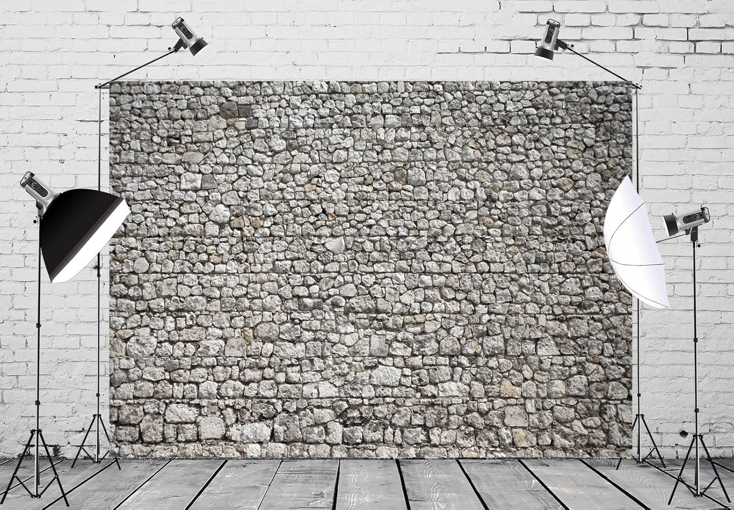 9x6ft Fabric Rustic Brick Wall Backdrop Nostalgia Gray Grunge Wall Photography Background Birthday Party Decorations Retro Wallpaper Newborn Kids Adults Portrait Video Photo Shoot Studio Prop