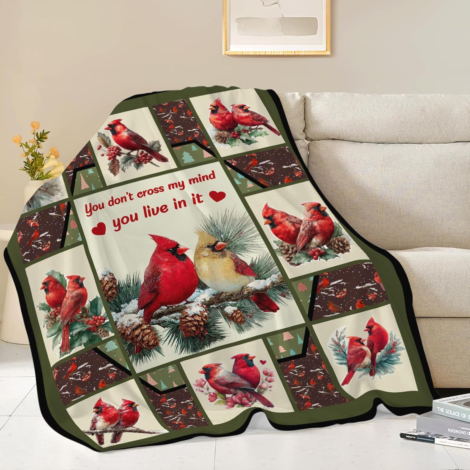 Cardinal Throw Blanket Red Bird Cardinal Stuff Gifts for Kids Girls Boys Adults Women Men Soft Cozy Warm Plush Fluffy Fuzzy Fleece Blanket Christmas Decor 40''X50''