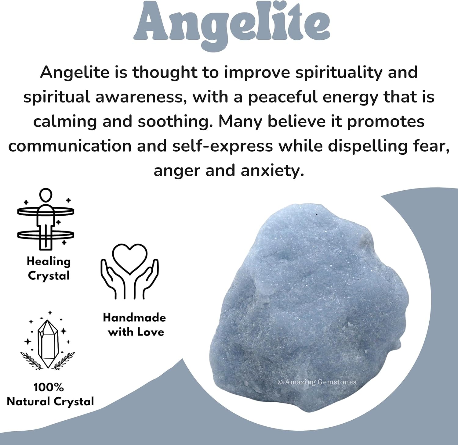 Amazing Gemstone Angelite Raw Crystals and Healing Stones, Natural Rocks for Tumbling - DIY Raw Stones and Crystals, 2 Pieces