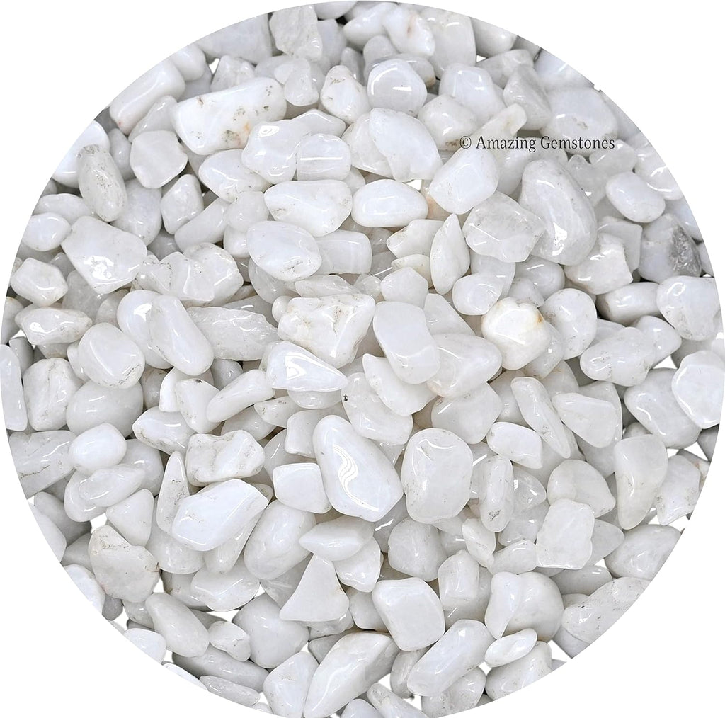 Amazing Gemstone Snow Quartz Crystal Chips Aquarium Gravel Rocks -1000+ Carat Snow Quartz Chips Bulk Fish Tank Gravel, Small Tumbled Stone Chips and Tiny Crystals for Decoration (AAA Grade Gemstones)