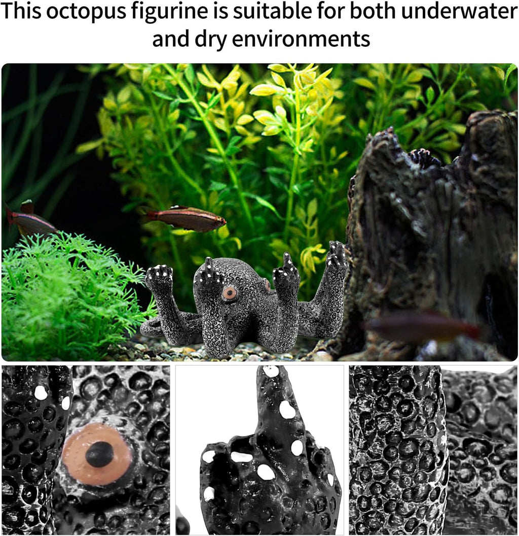 Octopus Aquarium Ornaments Decoration, Black Resin Artificial Sea Life,Suitable for Various Fish Tanks