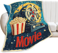 Movie Blanket Film Theater Cinema Popcorn Throw Blankets Gifts for Girls Boys Kids Movie Lover Soft Cozy Fleece Plush for Couch Sofa Bed 60"x50"