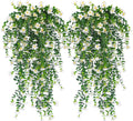 RECUTMS Artificial Flowers for Outdoors Fake Hanging Plants 4 Pcs UV Resistant Silk Daisy Flower Realistic Faux Trailing Vine for Wall Yard Porch Balcony Indoor Outdoor Planters (White)