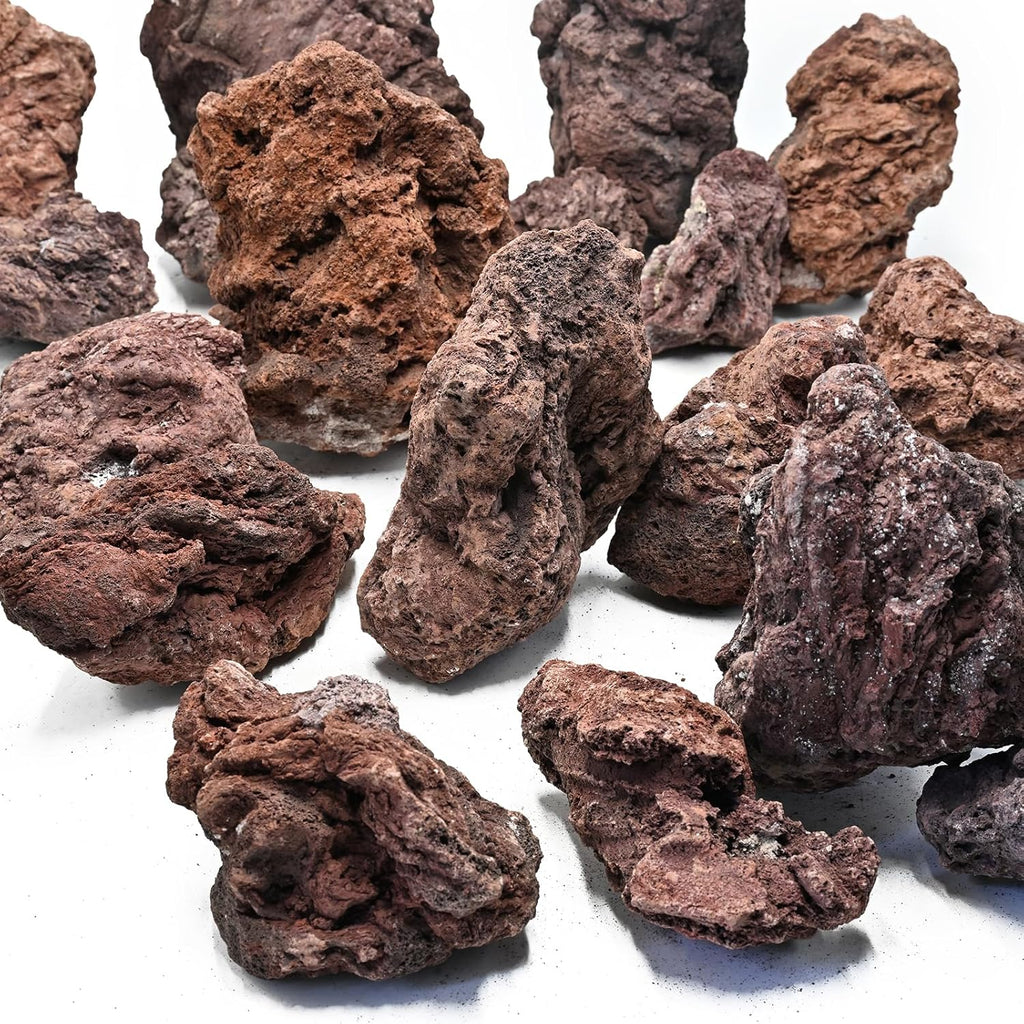 Red Lava Rock Natural Volcanic Stones 4"-6" Aquarium Rocks for Aquascaping,Aquarium Landscaping,Shrimp Tank,Terrariums & Decorative Landscaping-5lb 3pcs