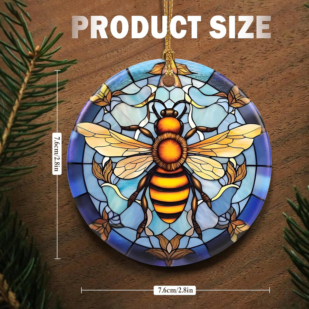 Touber Christmas Ornament, Christmas Decoration, Holiday Present Idea, Heirloom Keepsake, Round Ceramic, Gift Exchange, Gift Idea, Bee