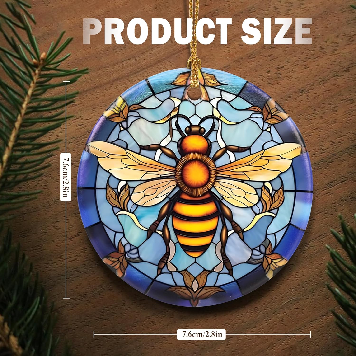 Touber Christmas Ornament, Christmas Decoration, Holiday Present Idea, Heirloom Keepsake, Round Ceramic, Gift Exchange, Gift Idea, Bee