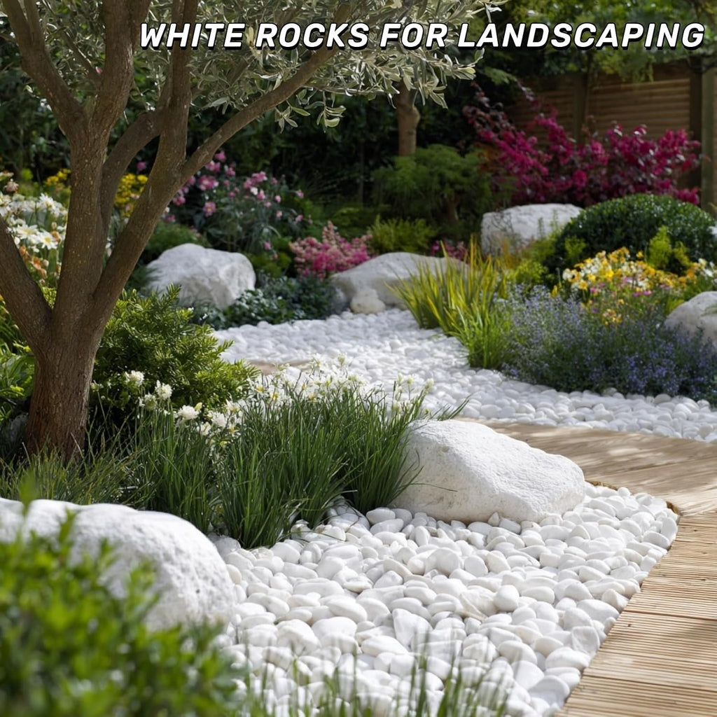 NUPICK 16lb White River Rocks for Outdoor Landscaping, 2-3 Inch Pebbles for Indoor Plants, Natural Polished Aquarium Gravel, Decorative Rocks for Succulent, Garden, Vases Fillers, Bird Baths