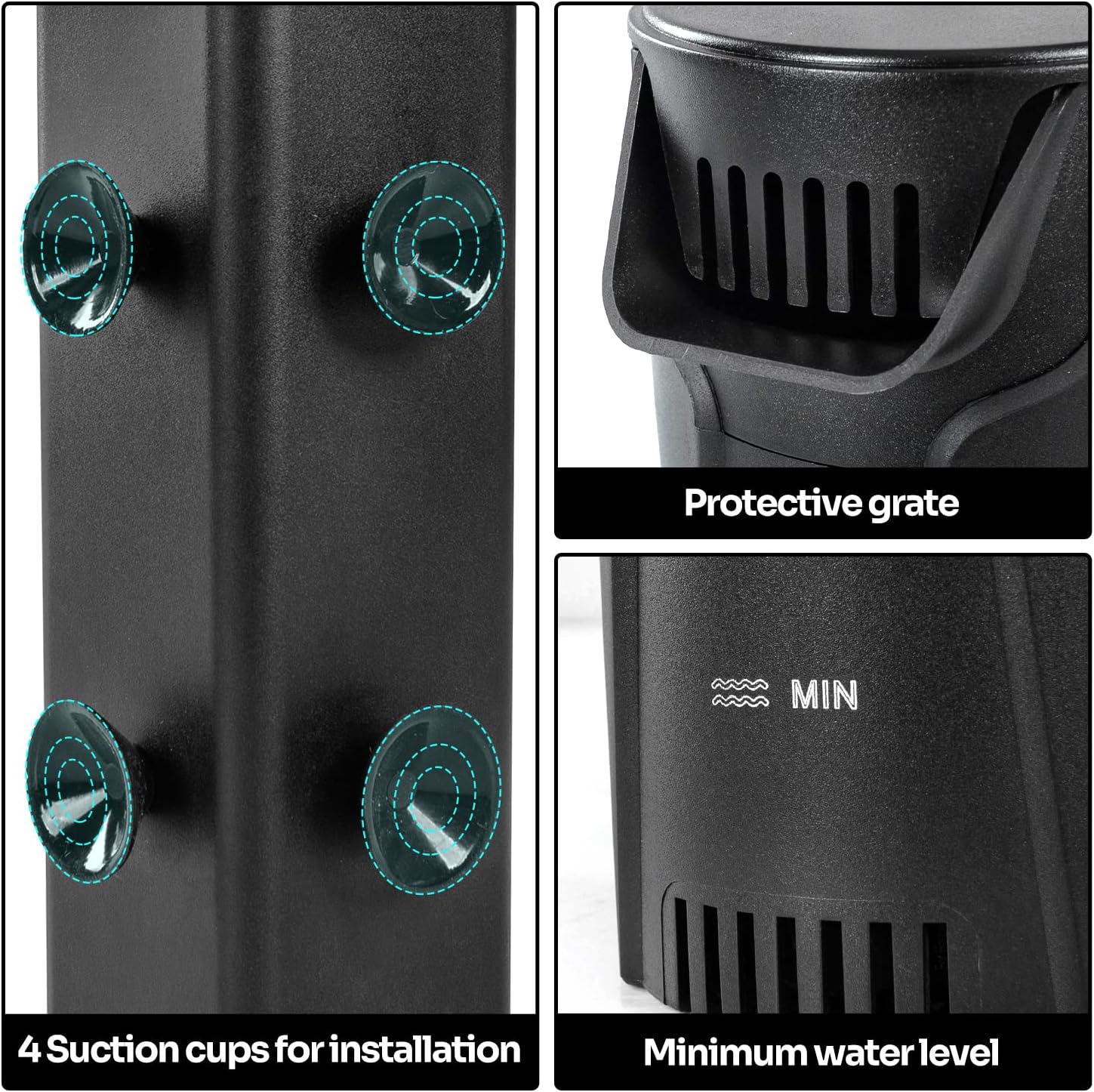 Quiet Internal Aquarium Filter, 3-Stage Bio-Filtration Low-Level Waterfall Small Power Filter with Protective Grate for Up to 10 Gallon Fish Turtle Shrimp Tank Filtration (Filter) (Filter)