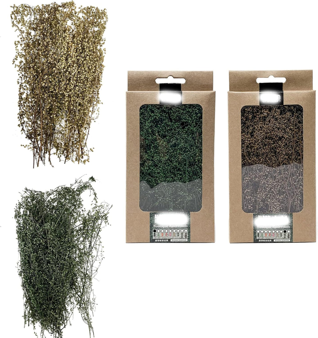 Cayway 2 Pack Miniature Shrubs Model Bushes 2 Color Long Shrub Vegetation Groups Model Grass Tufts for DIY Architecture Building Model Railway Train Diorama Garden Scenery Landscape Layout