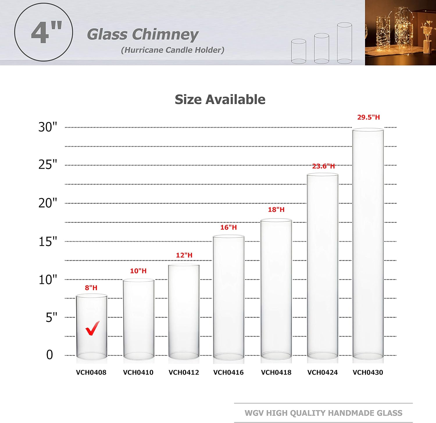 WGVI Hurricane Candle Holder Sleeve, Wide 4", Height 6", Clear Glass Cylinder Candleholder, Chimney Tube, Open Ended Candle Shade, 24 Pieces Bulk