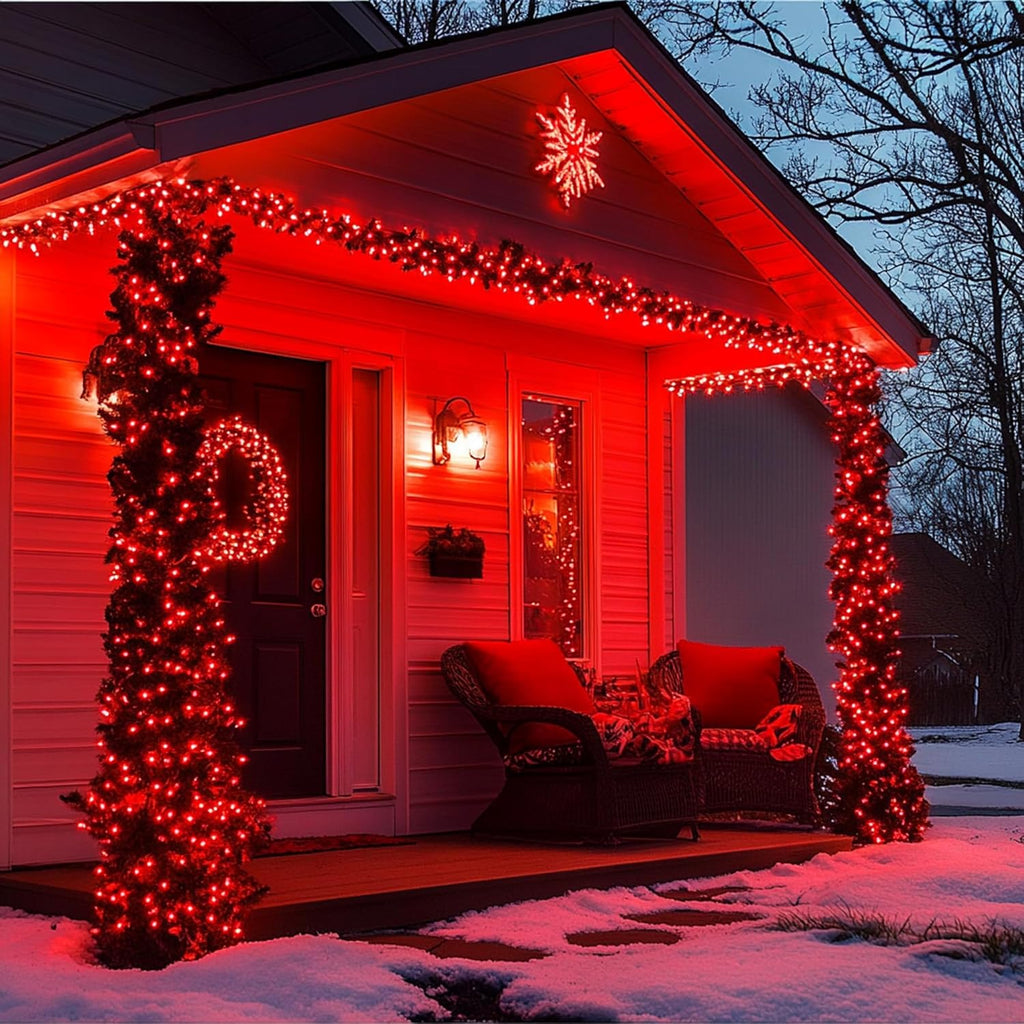 Joomer Red Solar Christmas Lights, 2 Pack Total 144FT 400 LED 8 Modes Waterproof Solar Christmas Lights Outdoor for Garden Yard Patio Christmas Decoration