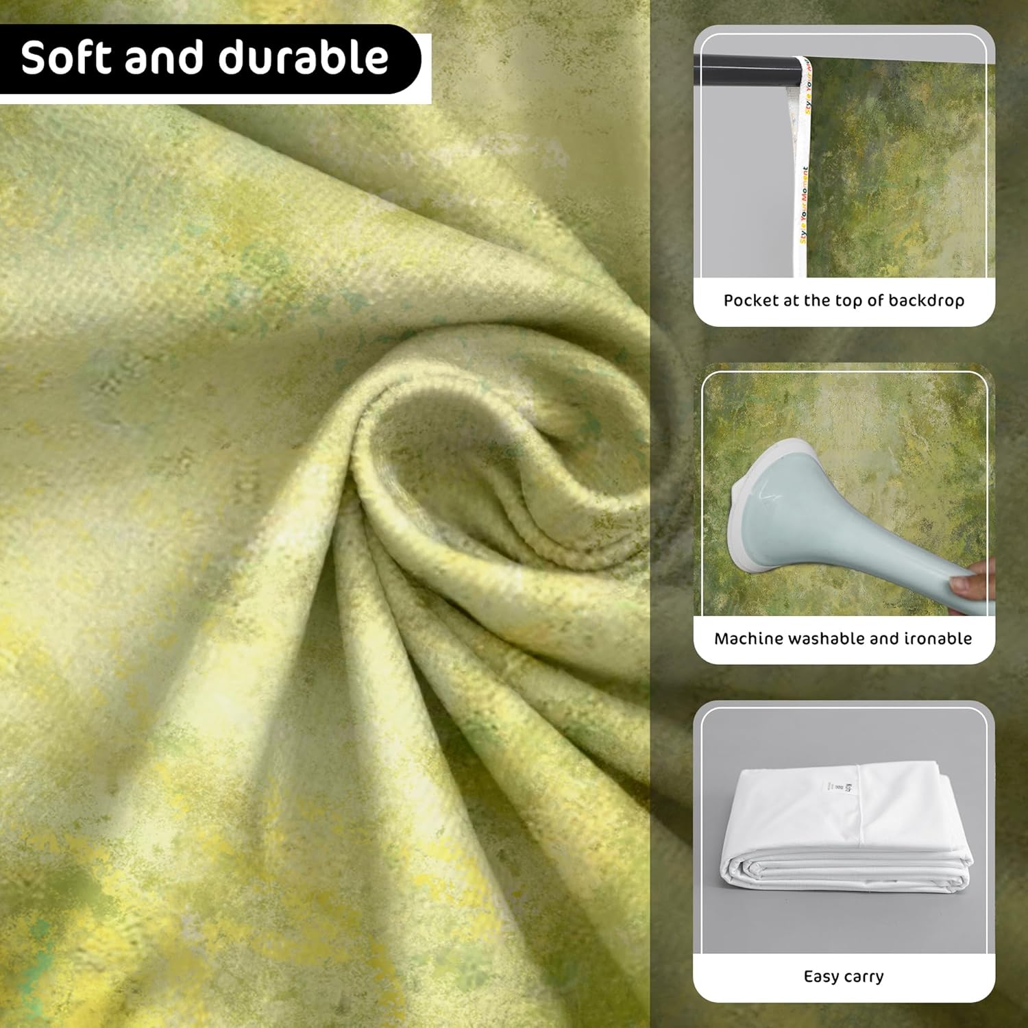 Kate 5x7ft(1.5mx2.2m) Vintage Rusty Backdrops Microfiber Green Paint Abstract Photo Backdrop Retro Portrait Background