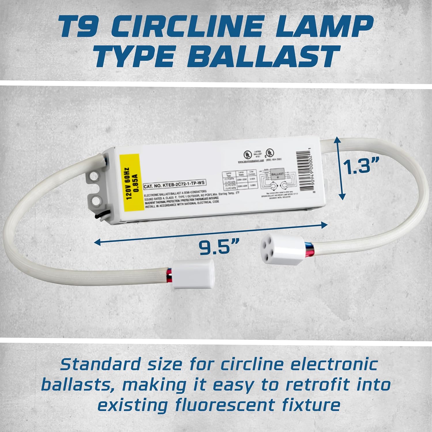 Replacement for Keystone KTEB-2C72-1-TP-WS 2 Lamp Circline Electronic Fluorescent Ballast with Normal Light Output | 120V Input with Rapid Start Operation | 0.80 Ballast Factor, UL-Approved |Pack of 2