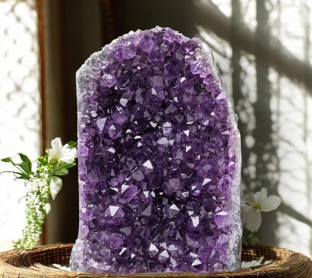 Large Natural Amethyst (6.5 lb to 8 lb) Crystal Clusters Stone from Uruguay Raw Geode Quartz - Deep Purple Color