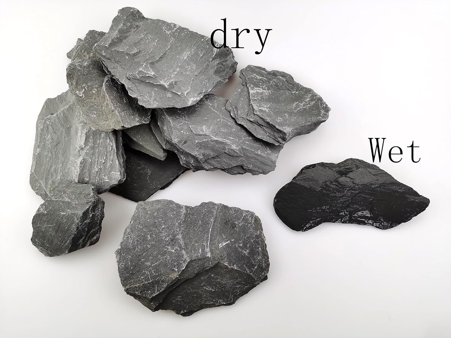 Voulosimi Natural Slate Rocks PH Neutral Stone Perfect Rocks for Aquariums, Landscaping Model,Tank Decoration,Amphibian Enclosures (7.5 LB, 3-5 inch)