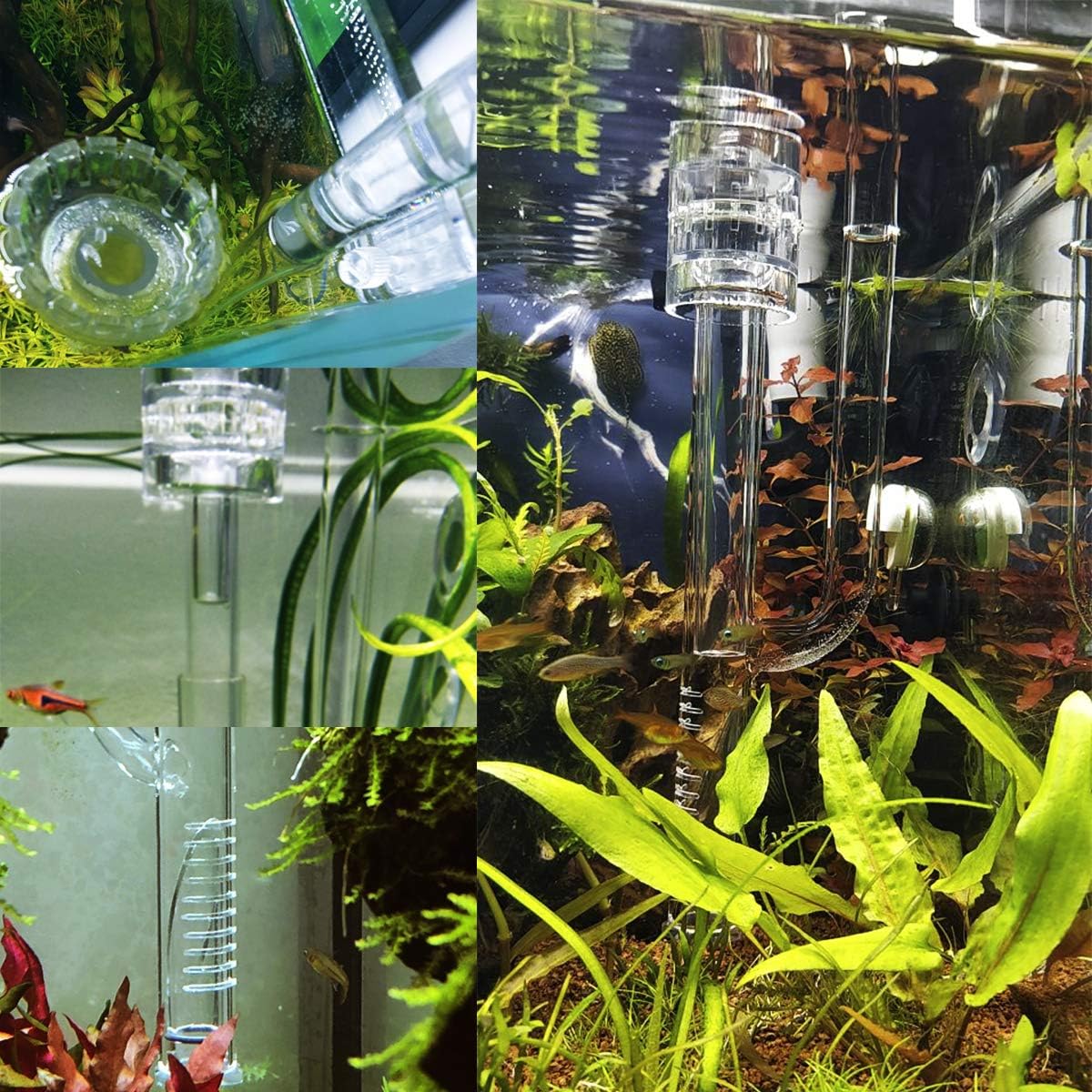 17mm Glass Aquatic Skimmer Inflow Lily Pipe for Aquarium Filter 5/8" i.d. (16/22mm) Tubing and Stainless Steel 90cm Flexible Cleaning Brush for Aquarium Planted Tank