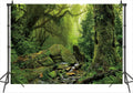 Enchanted Forest Backdrop 7x5ft Foggy Jungle Rainforest Mossy Trees Creek Nature Scenic Backdrop Fairytale Virgin Forest Backdrops for Wild One Safari Birthday Baby Shower Wedding VBS Party Decor