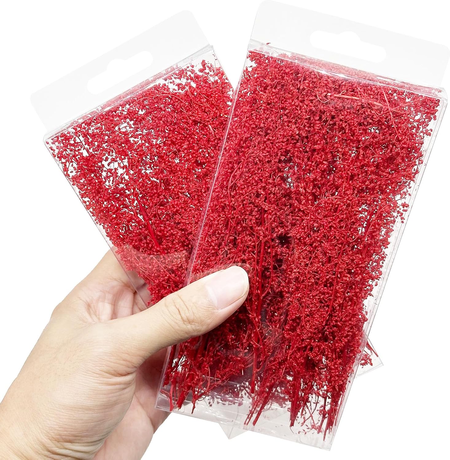 Woohome Static Grass Tuft Model Lowland Shrubs Tuft Terrain Model Artificial Plants DIY Miniature for Train Landscape Railroad Scenery, Red