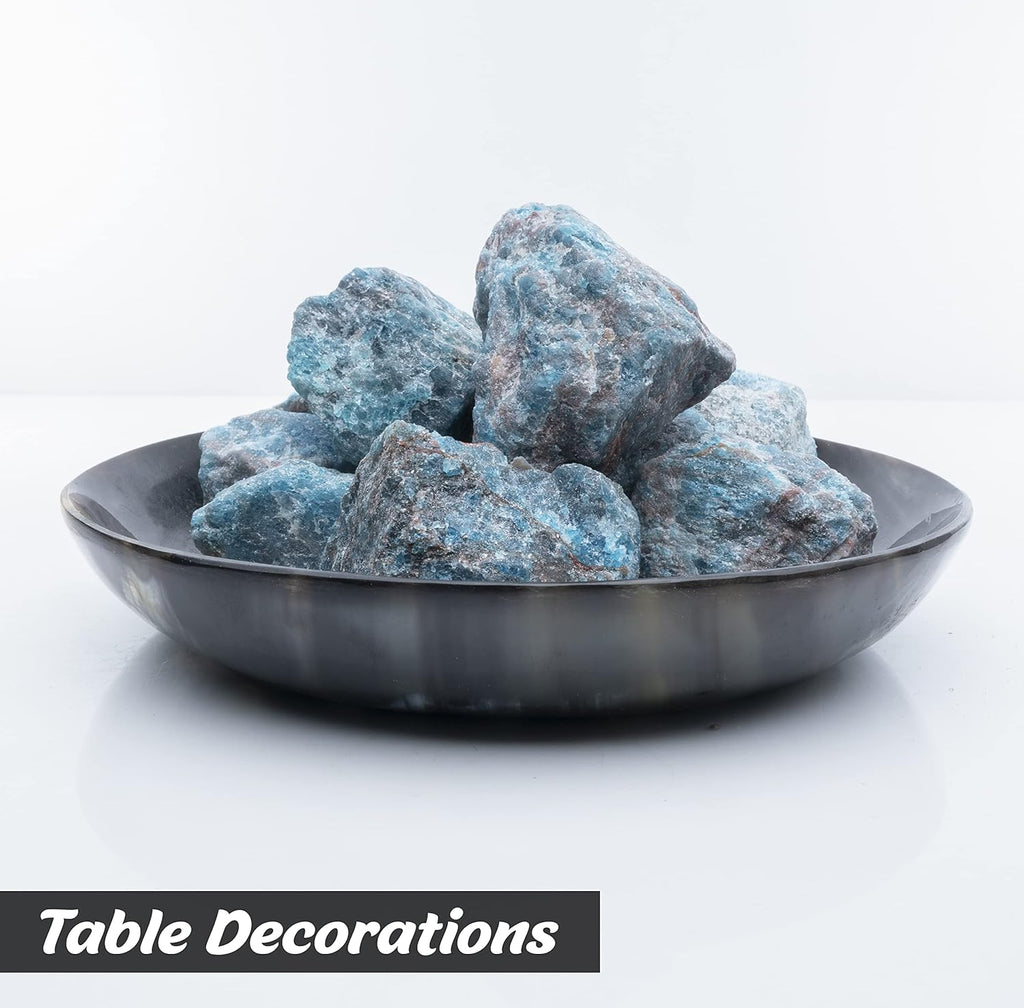 Crocon Blue apatite Rough Bulk Natural Stone Raw Gemstone Tumbling Cabbing Polishing Gem Mining Energy Generator Chakra Balancing Reiki Healing Good Luck Home Office Decor Weight :-1Lb Approx