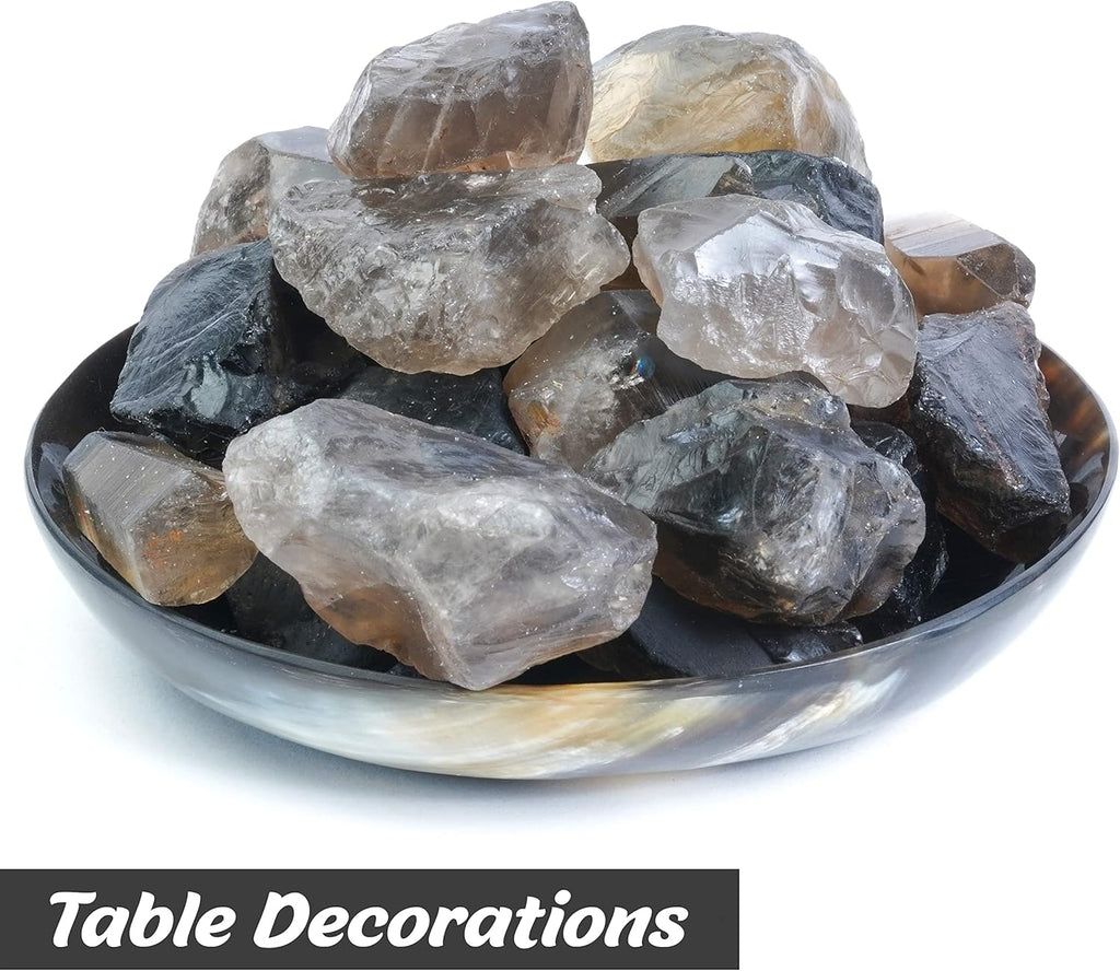 Crocon 1LB Smoky Quartz Rough Bulk Natural Stone Raw Gemstone Tumbling Cabbing Polishing Gem Mining Chakra Balancing Reiki and Crystal Healing Good Luck Home Office Décor