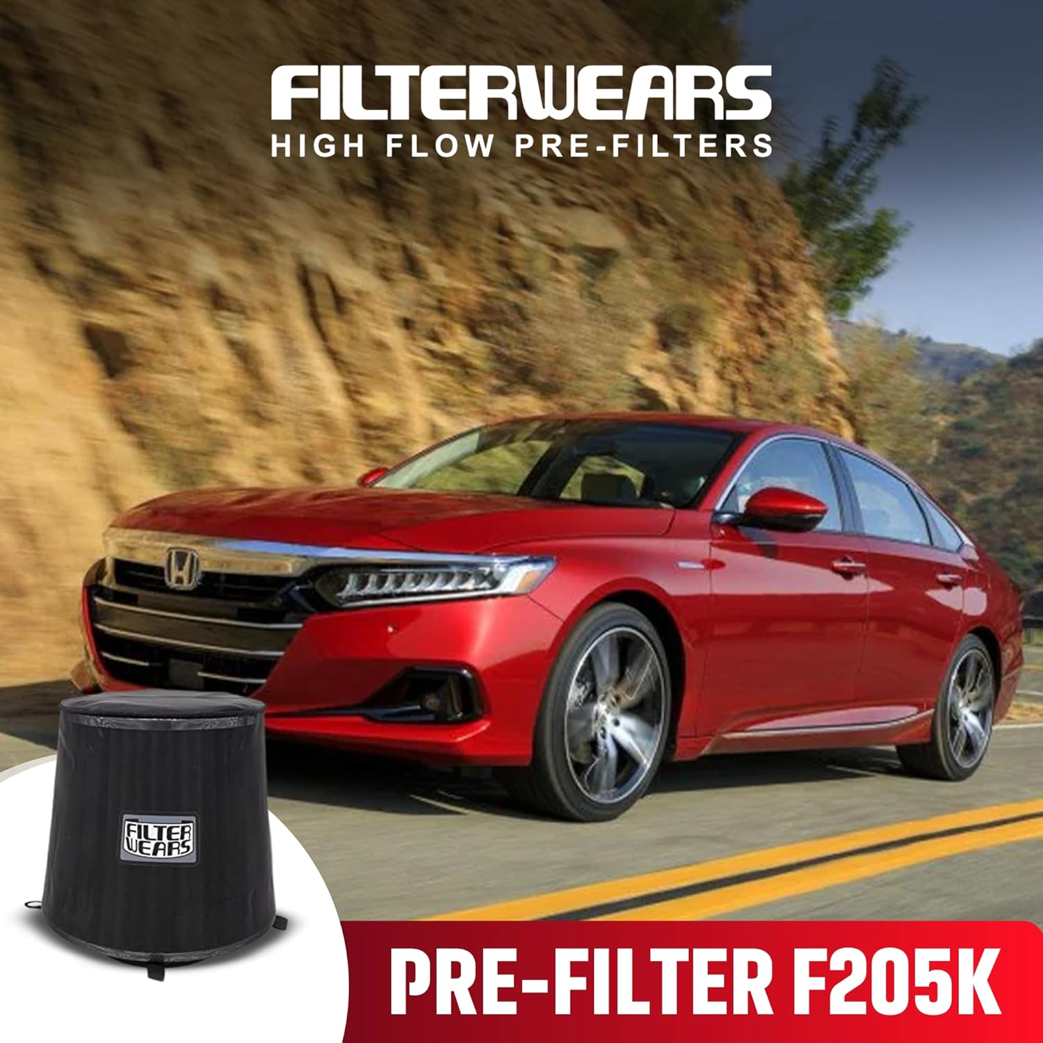 FILTERWEARS Pre-Filter F205K For Injen Air Filter X-1021-BB X-1021-BR X-1026-BB, Hydroshield X-1037