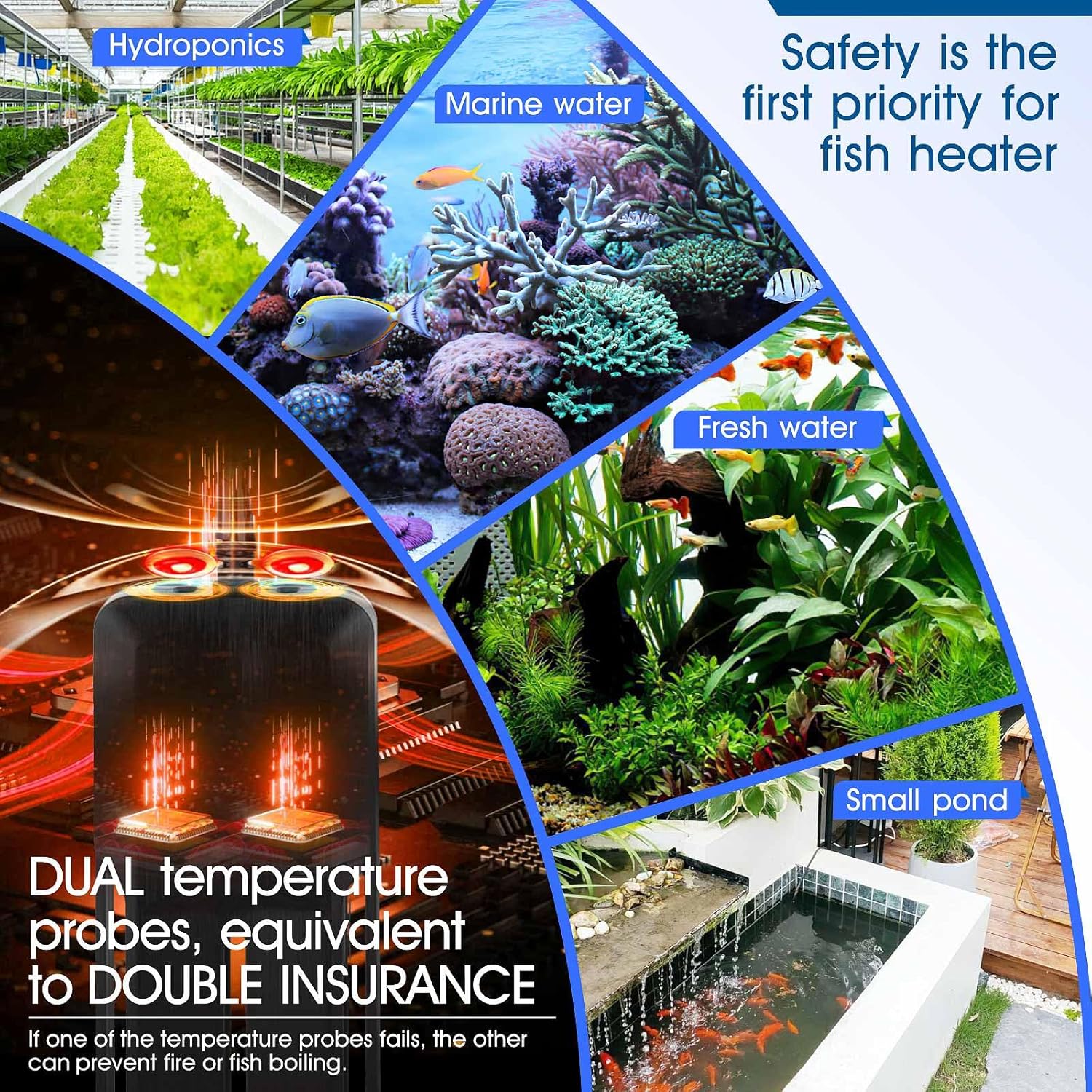 hygger Aquarium Heater 500W/800W/1000W,Fish Tank Heater with Danger Warning Automatically Stops Heating System and Digital LED Controller,for Freshwater or Saltwater 60-135 Gallon Tank