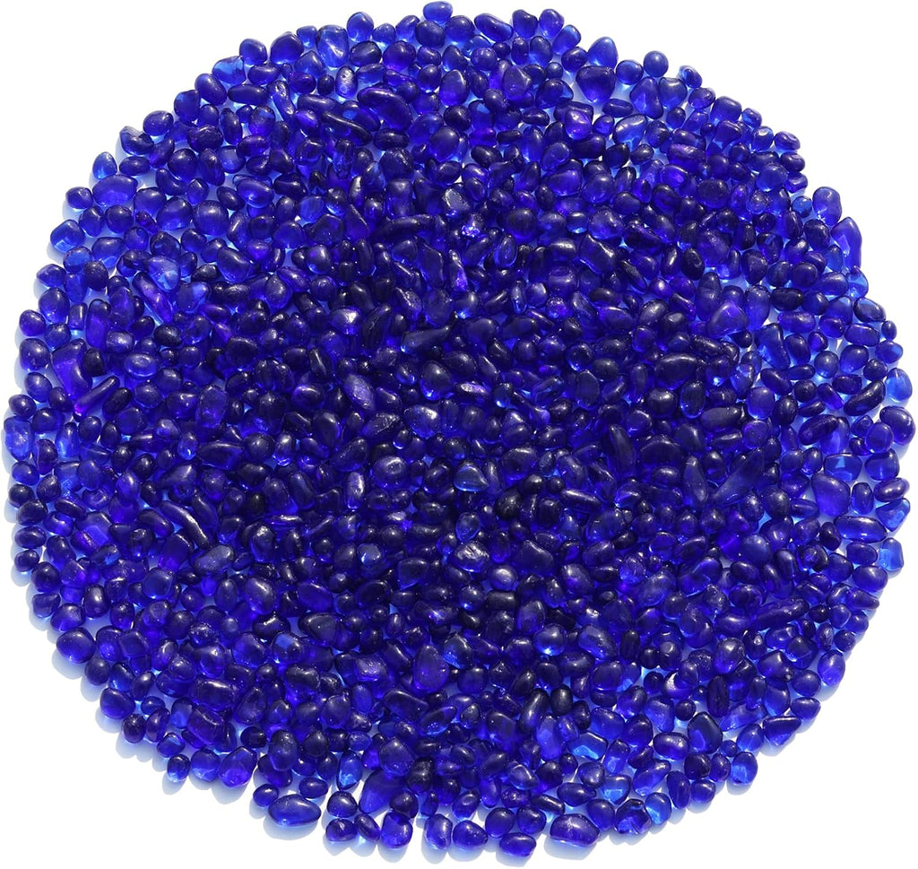 Sea Glass Stones - Cobalt Blue Clear Glass Pebbles Gemstones - Perfect for Aquarium Rocks, Fish Tank Gravel, Vase Fillers, DIY Crafts, and Home Decor (0.9LB/14oz)