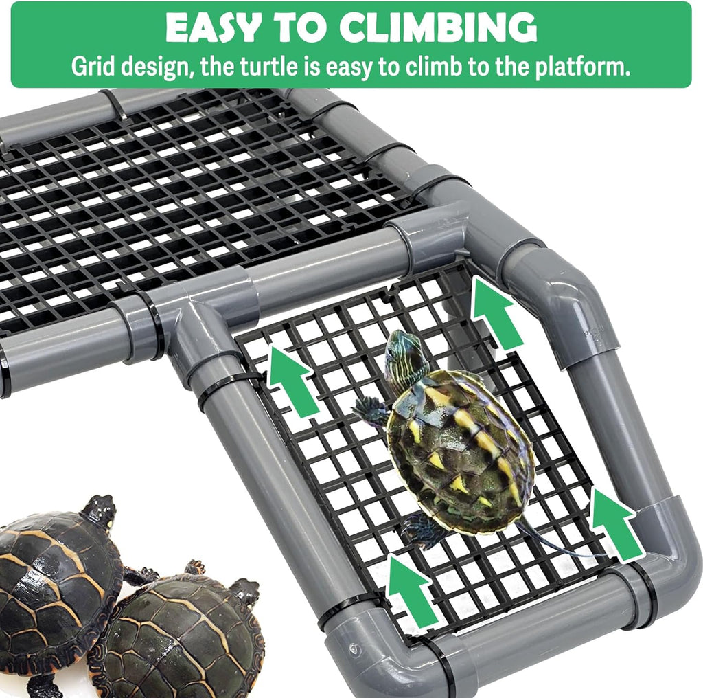 Fhiny Turtle Basking Platform, Plastic Turtle Docks for Basking Reptile Climbing Ramp Tortoise Dock Basking Area for Aquatic Turtles Tortoise Tank Accessories Decor for Lizard Gecko Hermit Crab
