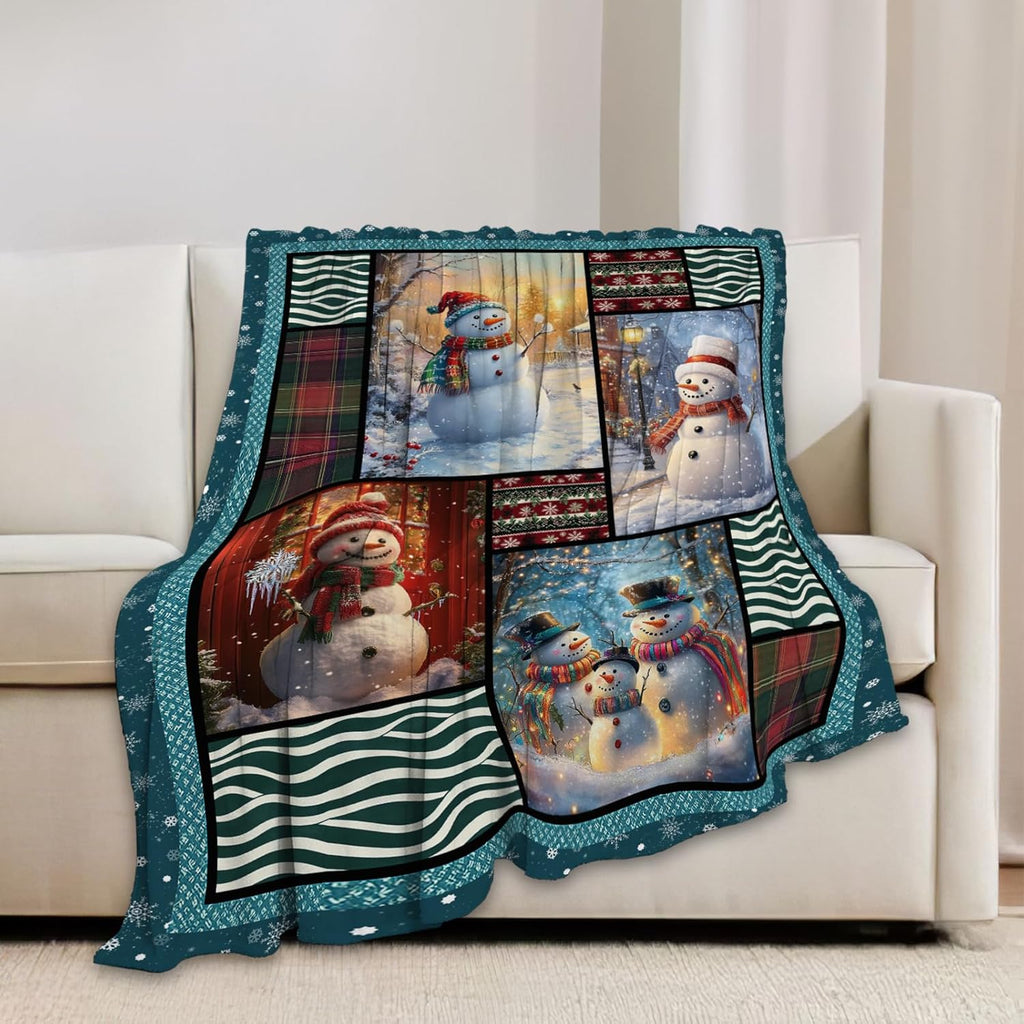 Snowmen Blanket Christmas Winter Snowmen Lover Throw Blankets Gifts for Girls Boys Kids Soft Cozy Fleece Plush for Couch Sofa Bed 60"x50"