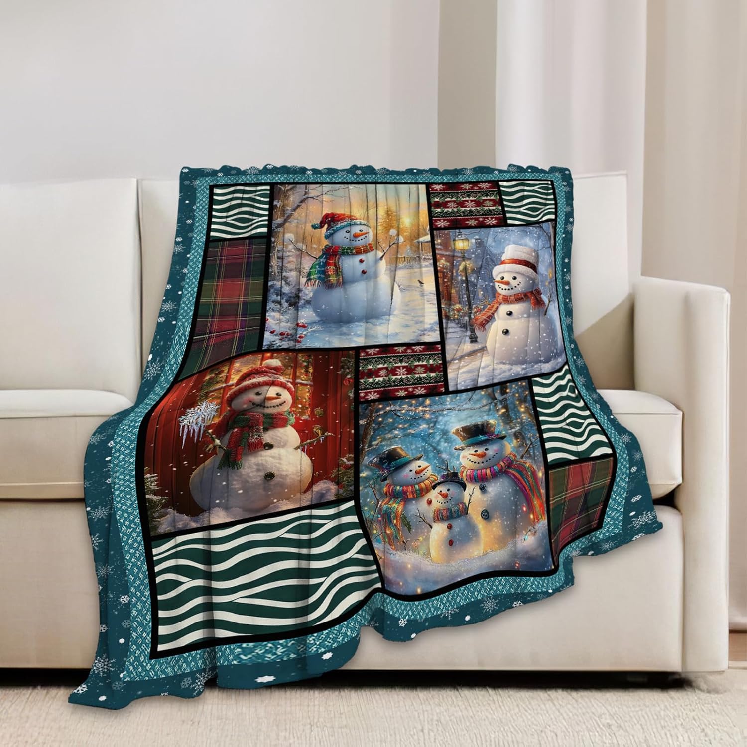 Snowmen Blanket Christmas Winter Snowmen Lover Throw Blankets Gifts for Girls Boys Kids Soft Cozy Fleece Plush for Couch Sofa Bed 60"x50"