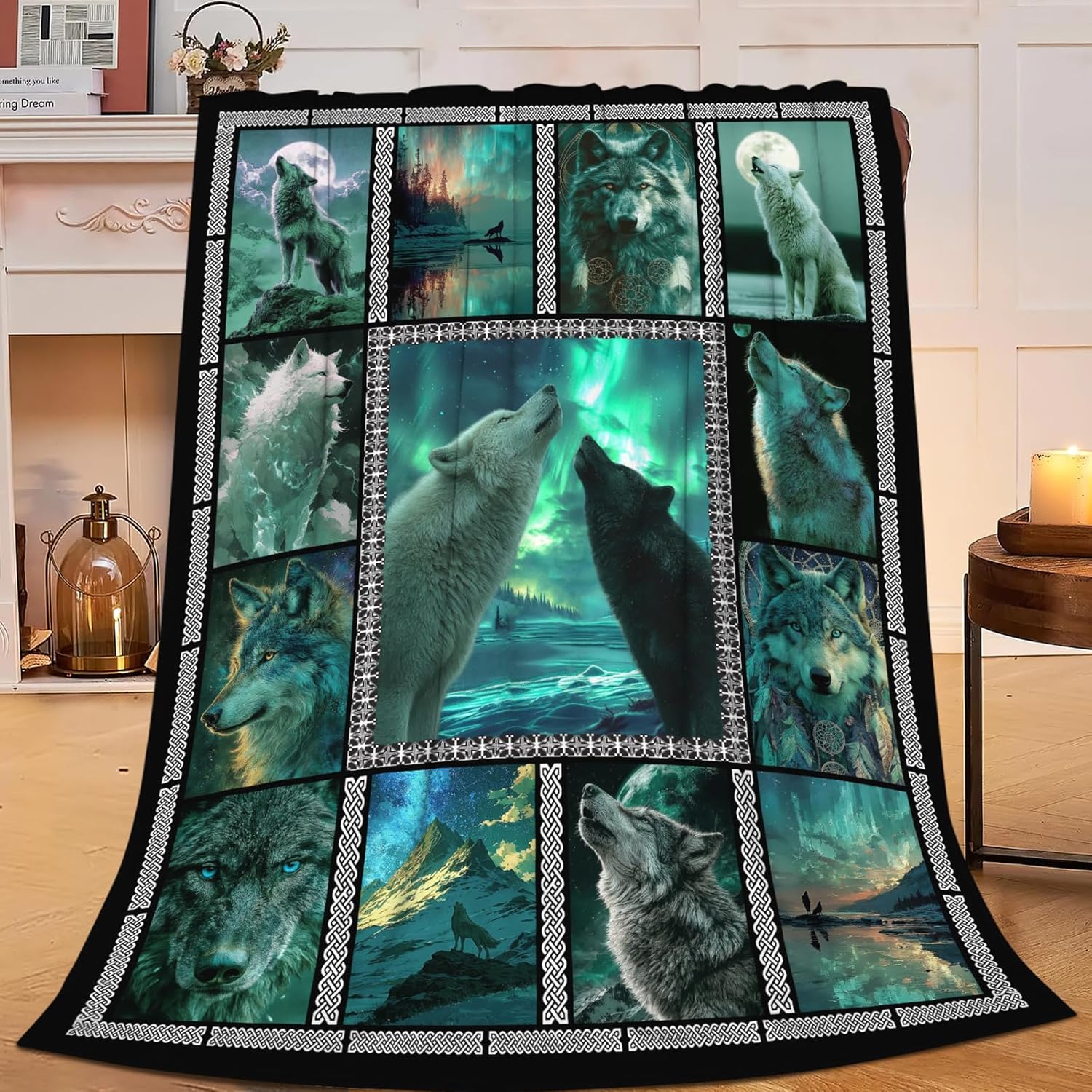 Wolf Throw Blanket Wolf Stuff Gifts for Kids Girls Boys Adults Women Men Soft Cozy Warm Plush Fluffy Fuzzy Fleece Blanket Decor 60''X80''