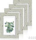 4x6 Picture Frame Set of 4, Made of Real Glass and Sage Green Wooden Frame, 4 by 6 Photo for Wall or Tabletop - Display Picture 3.5x5 with Mat or 4x6 Without Mat