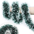 50 Feet Green White Christmas Tinsel Garland Christmas Decorations, Thick Metallic Twist Shiny Hanging Tinsel Garlands for Xmas Tree Decor Stairs Mantle Fireplace Home Indoor Holiday Party Supplies